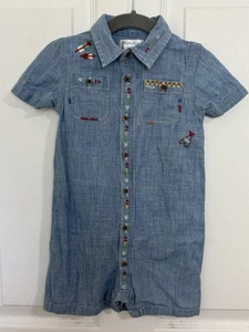 VTG 90s Ralph Lauren Baby Boy Southwestern Chambray Shortalls Size 18M - Picture 1 of 7