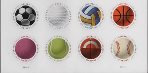 HAVE A BALL US SPORTS SOCCER #5203-5210 MLB NFL NBA 8 FOREVER STAMP PLATE BLOCK - Picture 1 of 2