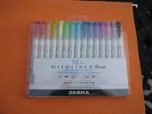 Brand New - Zebra Mild Liner Double Ended Brush Pen & Markers, 15ct - Sealed - Picture 1 of 2