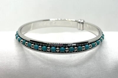 Brazalete Brazalete Bronce Milor Italia Tono Plateado Turquesa Y Bolas Plata Foto 1 de 3