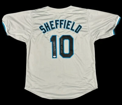 Gary Sheffield Florida Marlins Signed Custom Jersey w/ PSA Cert - Image 1 of 4