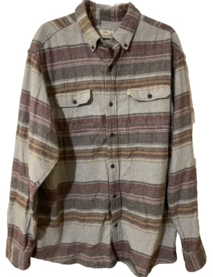 Bob Timberlake Para Hombres Talla GRANDE Algodón Gris Marrón A Cuadros Manga Larga Con Botones Foto 1 de 3