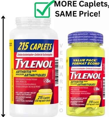 Tylenol Arthritis Pain 215 CAPLETS FAST & LONG Relief| Canada| LONG EXP| BIG PAK - Image 1 of 4