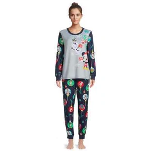 Disney 100 Womens 2-Piece Mickey Christmas Holiday Xmas Family Pajama Set Fleece - Picture 1 of 6
