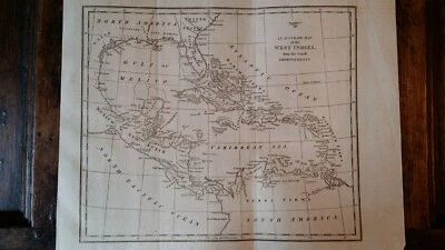 1796 ORIGINAL ANTIQUE COPPERPLATE MAP - AN ACCURATE MAP OF THE WEST INDIES - Image 1 of 4