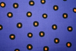 BLACK AND ORANGE SPOTS ON BLUE FROM ANDOVER - 100% COTTON FABRIC - Picture 1 of 4