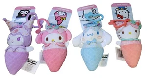 Hello Kitty And Friends My Melody Kuromi Cinnamoroll Clip-On Plush Set 4 NEW - Picture 1 of 9