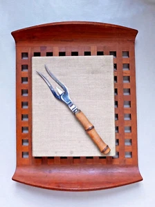 Vintage MCM Bamboo Kay Bojesen Universal Stainless Denmark Meat Fork 1950s - Picture 1 of 11