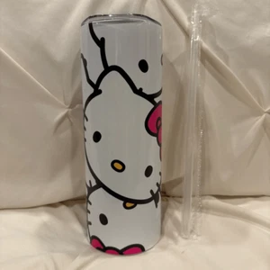 Hello Kitty Heads 20oz Insulated Tumbler Stainless Steel & Straw NEW - Picture 1 of 6