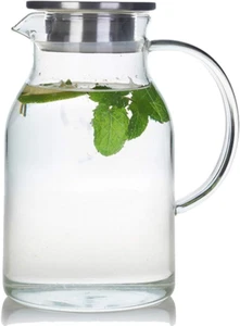 Glass Pitcher with Lid, 68Oz Heat Resistant Water Jug for Hot/Cold Water, Ice Te - Picture 1 of 12
