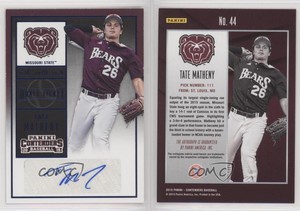 2015 Panini Contenders College Ticket Blue Foil Tate Matheny (Red Jersey) Auto