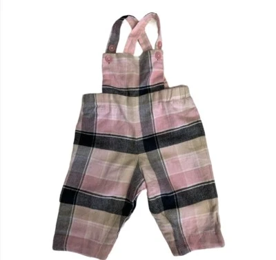 Pottery Barn Kids Overalls Baby Girl Size 3-6 Months Pink Plaid Cotton Wool - Image 1 of 4