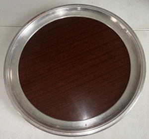 Bandeja para servir cócteles plateada sobre cobre madera grano formica MCM 14,5". - Imagen 1 de 11