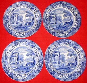 SET 4 ~ 1956 COPELAND SPODE SPODE'S BLUE ITALIAN SALAD PLATES SCALLOPED ENGLAND - Picture 1 of 8