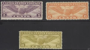US Scott #C16,C19,C17 Mint Hinged VF 5,6,8 Cent 1931-32 Air Mail Stamps CV 12.00 - Picture 1 of 1