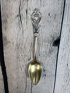 Albert Coles Medallion Coin Silver Gold Wash 5" Demitasse Spoon (No Monogram) - Picture 1 of 12