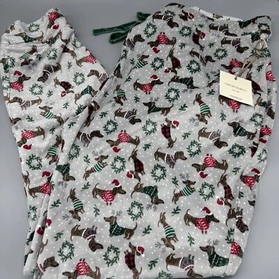 Cynthia Rowley Dachshund Suave Minky Terciopelo Pijama Pantalones Jogger S o XL Navidad Foto 1 de 4