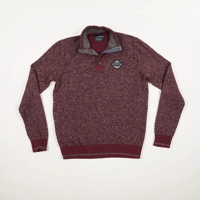 CANDA C&A Herren Pullover Troyer Gr. L bordeaux Strickpullover Langarm Baumwolle - Bild 1 von 4
