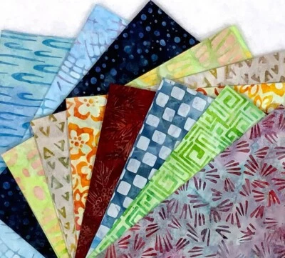 Lot of 14 Random Batiks Fat Quarters Lunn Fabrics Artisan Batiks 100% Cotton FQ - Image 1 of 4