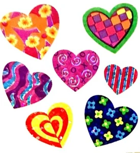 Glittery DESIGNER HEARTS Sandylion Stickers - 1 square ~VINTAGE~ - Picture 1 of 1