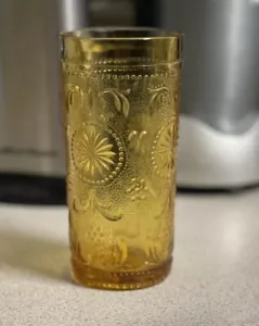 1 Vintage Brockway Glass American Concord Amber Water Glass Goblet Tumbler 8oz - Picture 1 of 6