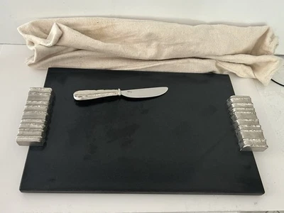 Bandeja de queso modernista Michael Aram 15”x10” mármol negro y cuchillo con bolsa Foto 1 de 4