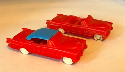 Processed Plastics 2 CADILLAC ELDORADO Convertible Red WHITE WHEELS Vintage - Image 1 of 4