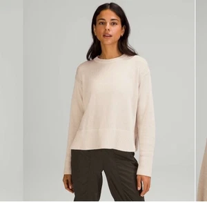 Lululemon Cashlu Boxy Crewneck Sweater Size M/L Natural - Picture 1 of 11