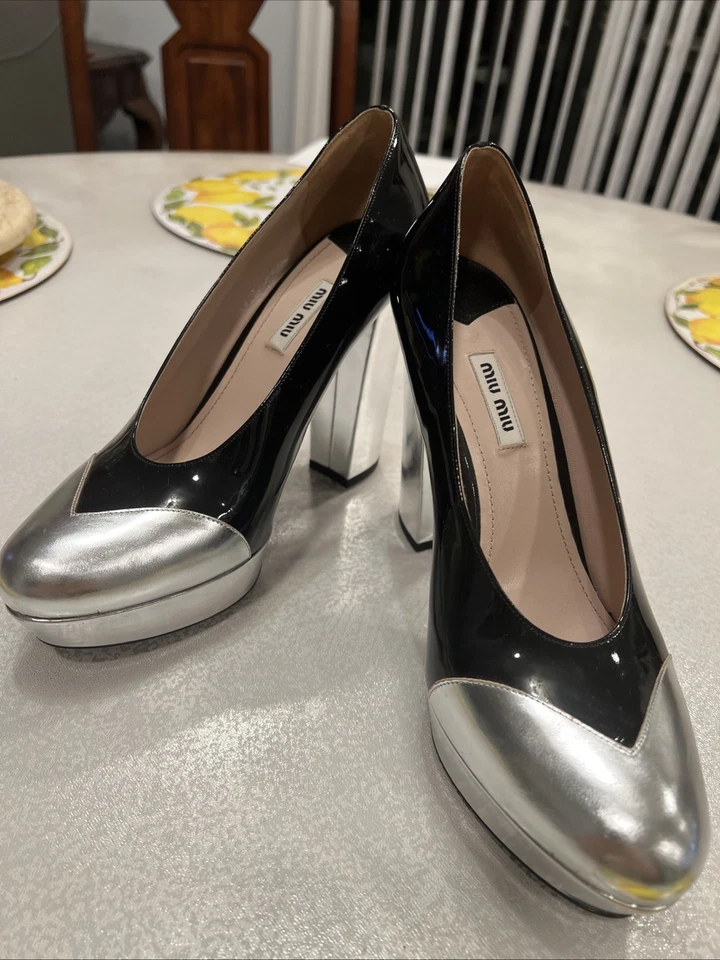 Miu MiuPumps Black &Silve Accent  40 ⭐️⭐️⭐️⭐️ - Image 1 of 4