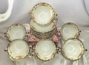 Lincoln Royal Embassy China Floral Goldrand Sockel Creme Suppe Schüsseln/Untertassen - Bild 1 von 8