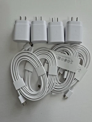 4X Original Samsung Galaxy S21 S22 S23 USB-C 25W Super Fast Chargers w/ Cables - Image 1 of 4