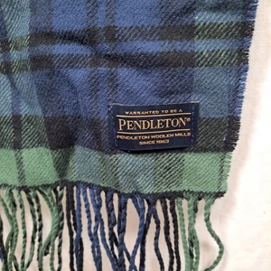 Pendleton Scarf Wool Green And Blue Plaid - Picture 1 of 7