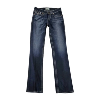 Pantalones de mezclilla Big Star Maddie tiro bajo corte bota para mujer talla 27L azul lavado oscuro 27x34 Foto 1 de 4