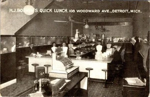 Detroit, MI Michigan HJ BOERTH'S QUICK LUNCH Counter/Coffee Shop 1908 Postcard - Picture 1 of 2