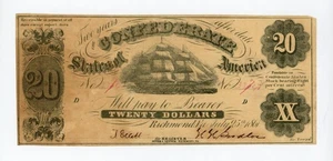 1861 T-9 $20 The Confederate States of America Note - CIVIL WAR Era - Picture 1 of 2
