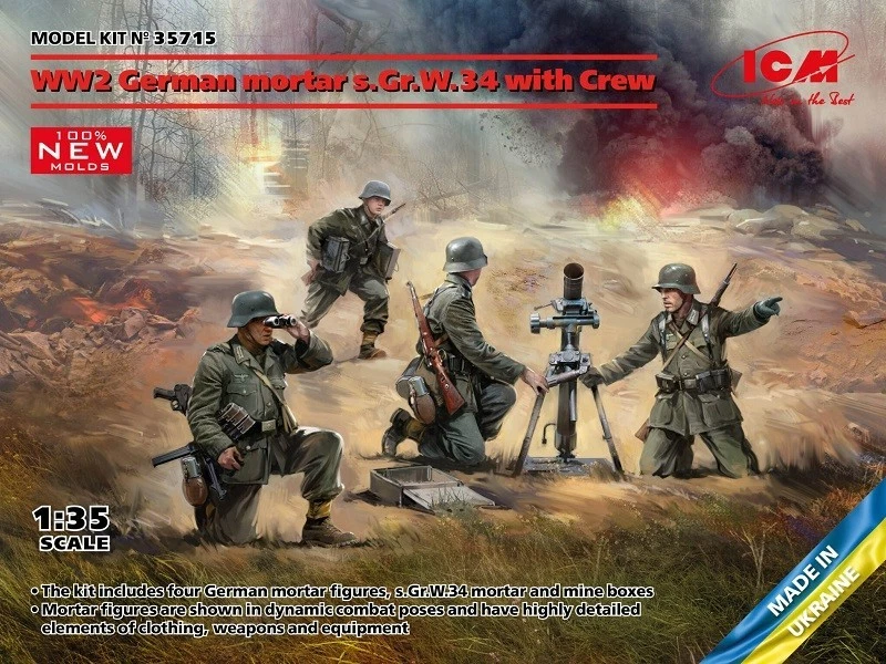 ICM GERMAN MORTAR S.GR.W.34 WITH CREW WWII 1:35 35715 - Immagine 1 di 1