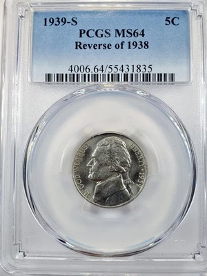 1939-S Rev Of 38 Jefferson Nickel-PCGS MS 64  - Image 1 of 4