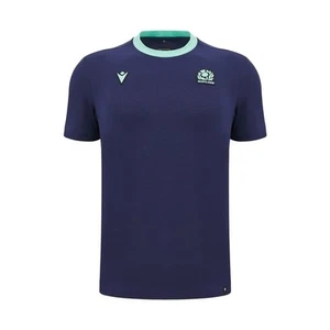 RUGBY SCOTLAND – SHIRT ATHLEISURE COTTON NAVY - MACRON - Season 2024/25 - Picture 1 of 3
