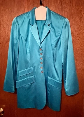 Blazer de seda vintage The Limited para mujer talla M. azul verdoso Y2K retro formal Foto 1 de 4