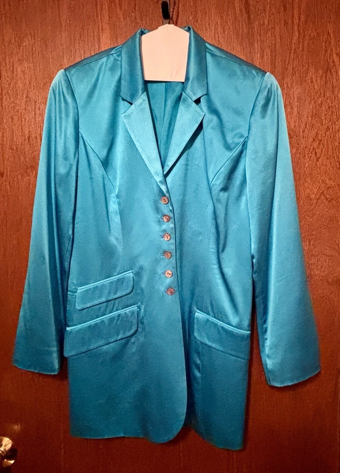 Vintage The Limited Silk Blazer Women's Size M. Teal Blue Y2K Retro Formal - Image 1 of 4