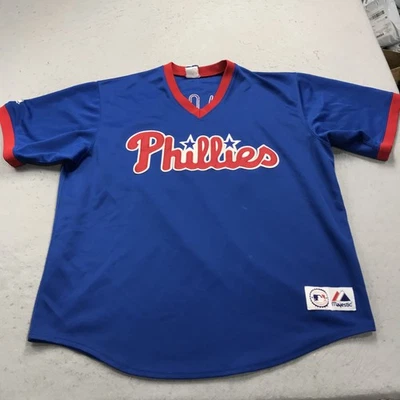 Camiseta Philadelphia Phillies masculina 2XL XXL azul vermelha Majestic Jim Thome #25 MLB - Imagem 1 de 4