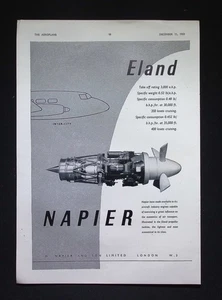 Original 1953 Advert Napier Eland Propeller Turbine Engine - Picture 1 of 1