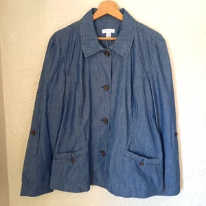 Charter Club Women's Pure Cotton Summer Jacket XL Chambray Blue - Picture 1 of 7