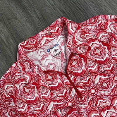 IBKUL Venetian Tile Red White Long Sleeve 1/4 Zip Golf Tennis Top SZ M Bay Hill - Image 1 of 4