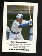 Paul Householder--Milwaukee Brewers--1986 Police Baseball Card