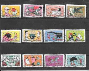 FRANCE 2013 SOURIRE SAUTER DU COQ A L'ANE SERIE COMPLETE DE 12 TIMBRES OBLITERES - Imagen 1 de 1