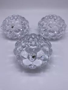 Orrefors Crystal Raspberry Votive/Tea Light Holders By Anne Nilsson - Set of 3 - Picture 1 of 8