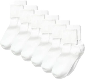 Jefferies Socks Kids 185620 6-Pack Cotton Turn Cuff White Size 6-7,5 - Picture 1 of 2