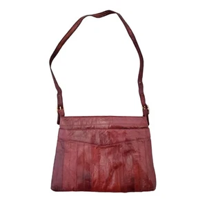 Bolso Bandolera Vintage Años 70 Piel de Anguila Cuero Rojo Sunco Cremallera Corea - Imagen 1 de 24