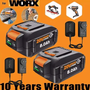 8.0Ah WA3520 Battery For WORX 20V MAX Lithium ion Charger 20Volt WA3525 WA3575 - Picture 1 of 27